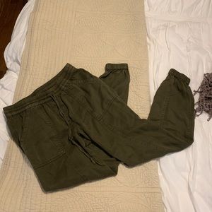 green tencel joggers